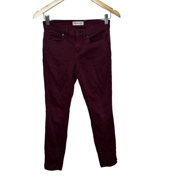 Madewell High Rise Skinny Jeans Burgundy Size‎ 25 Cotton Modal Stretch Normcore - Picture 1 of 6